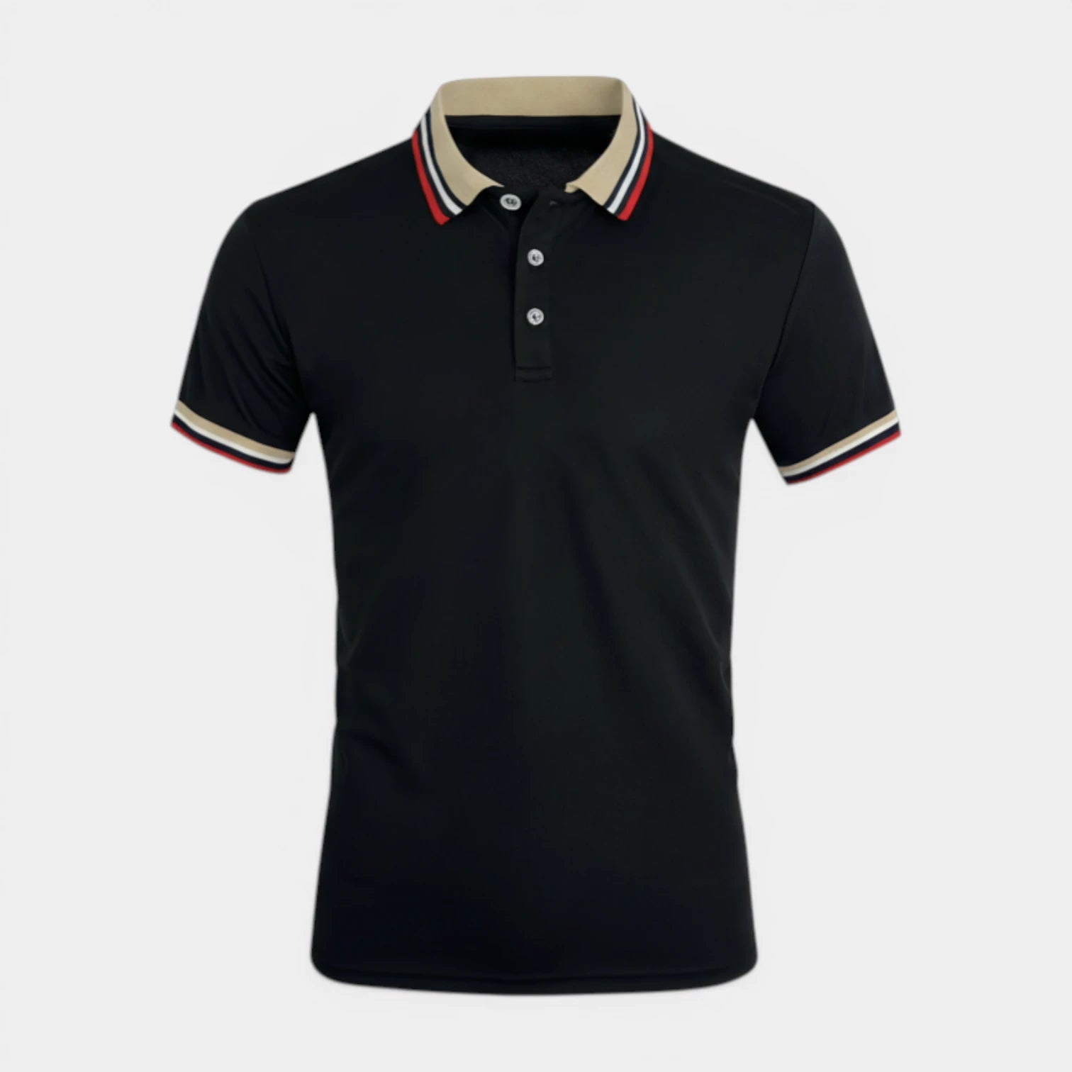 Men's Short-Sleeve Polo Shirt Button Placket Contrast Collar Regular Fit