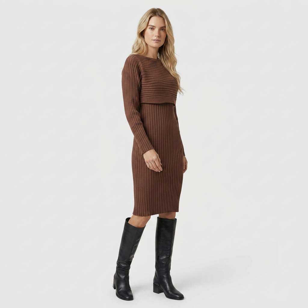 Ensemble Maille Luxueuse Pull et Robe pour Femme
