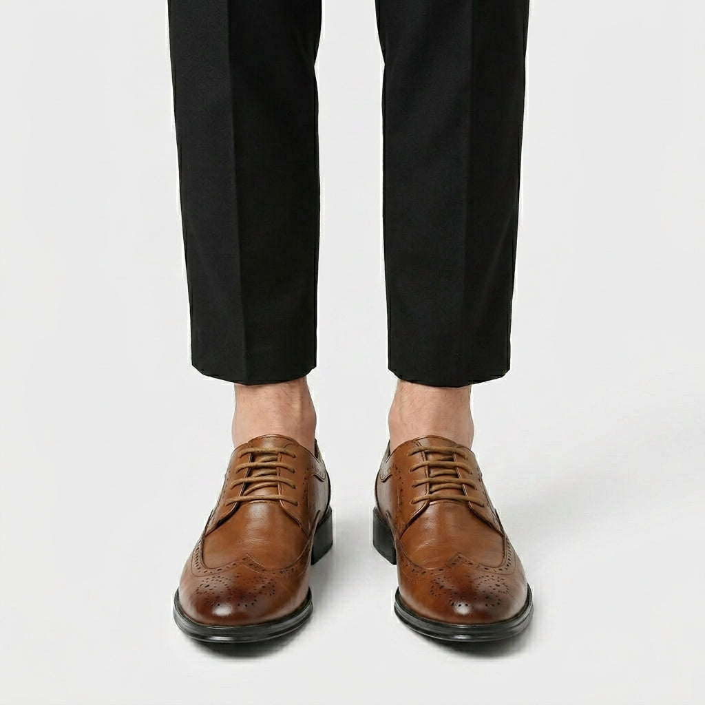 Derbies Oxford en Cuir Perforé Détails Richelieu Semelle Cousue pour Femme