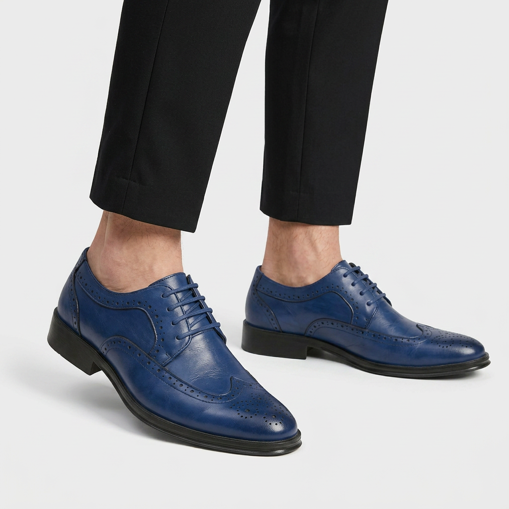 Derbies Oxford en Cuir Perforé Détails Richelieu Semelle Cousue pour Femme