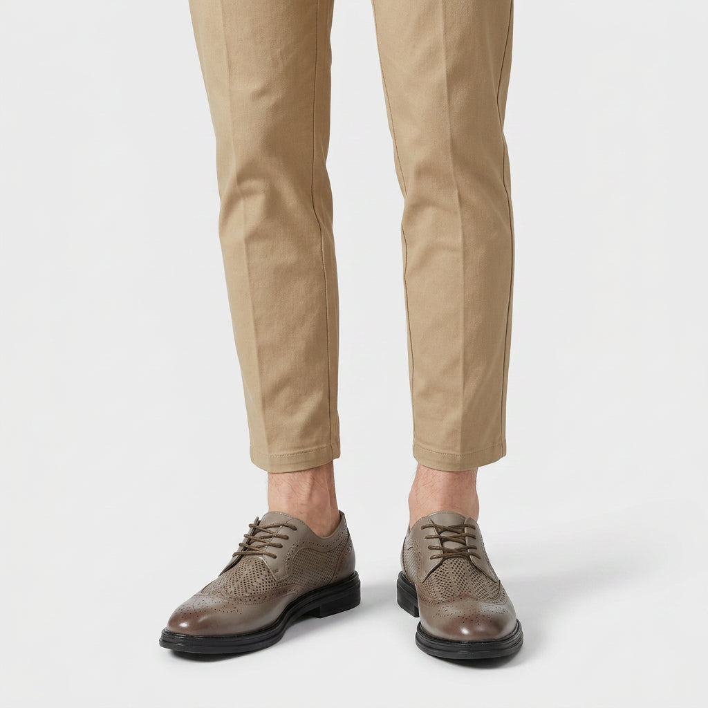 Chaussures Oxford Brogue à Lacets avec Empiècements en Mesh Perforé pour Homme