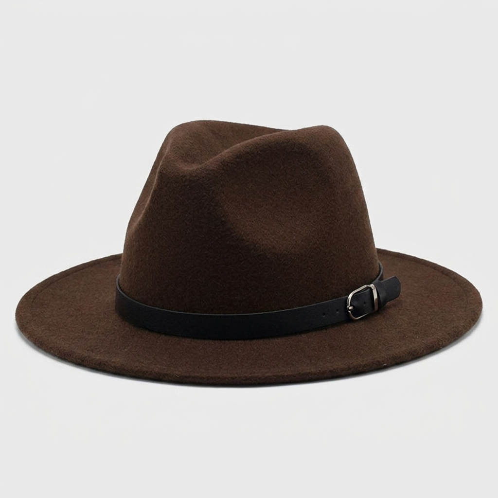 Chapeau Fedora à Larges Bords en Feutre Tressé Classique pour Homme