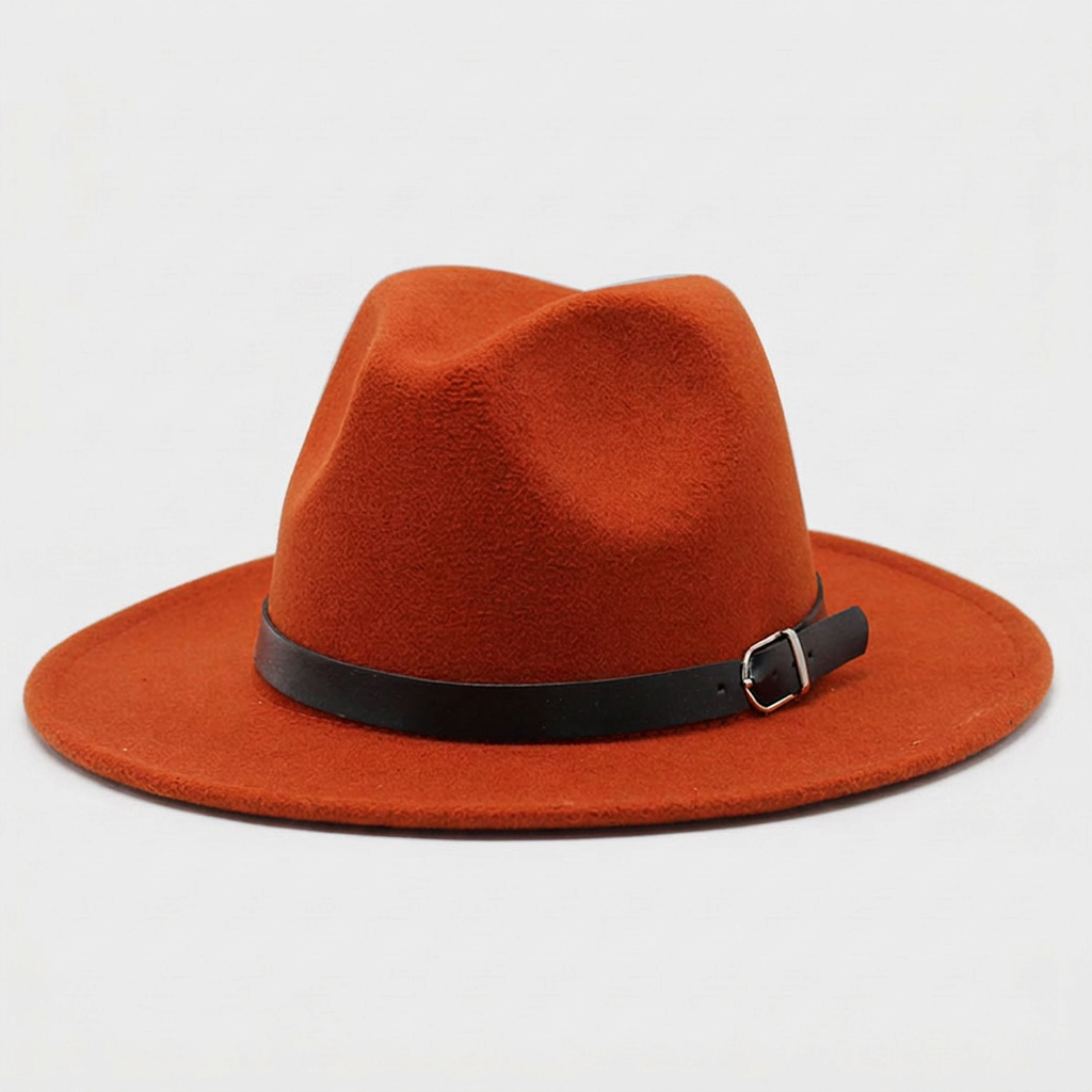 Chapeau Fedora à Larges Bords en Feutre Tressé Classique pour Homme