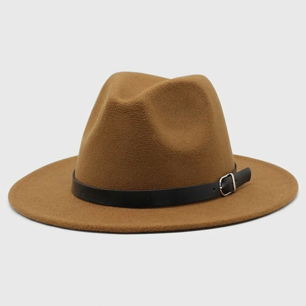 Chapeau Fedora à Larges Bords en Feutre Tressé Classique pour Homme