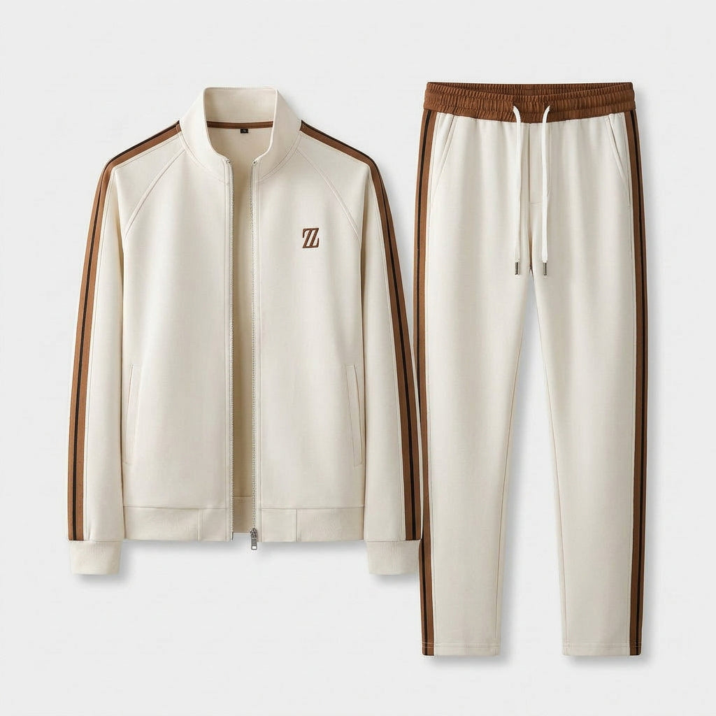 Ensemble Survêtement Veste Zippée Bandes Latérales pour Homme