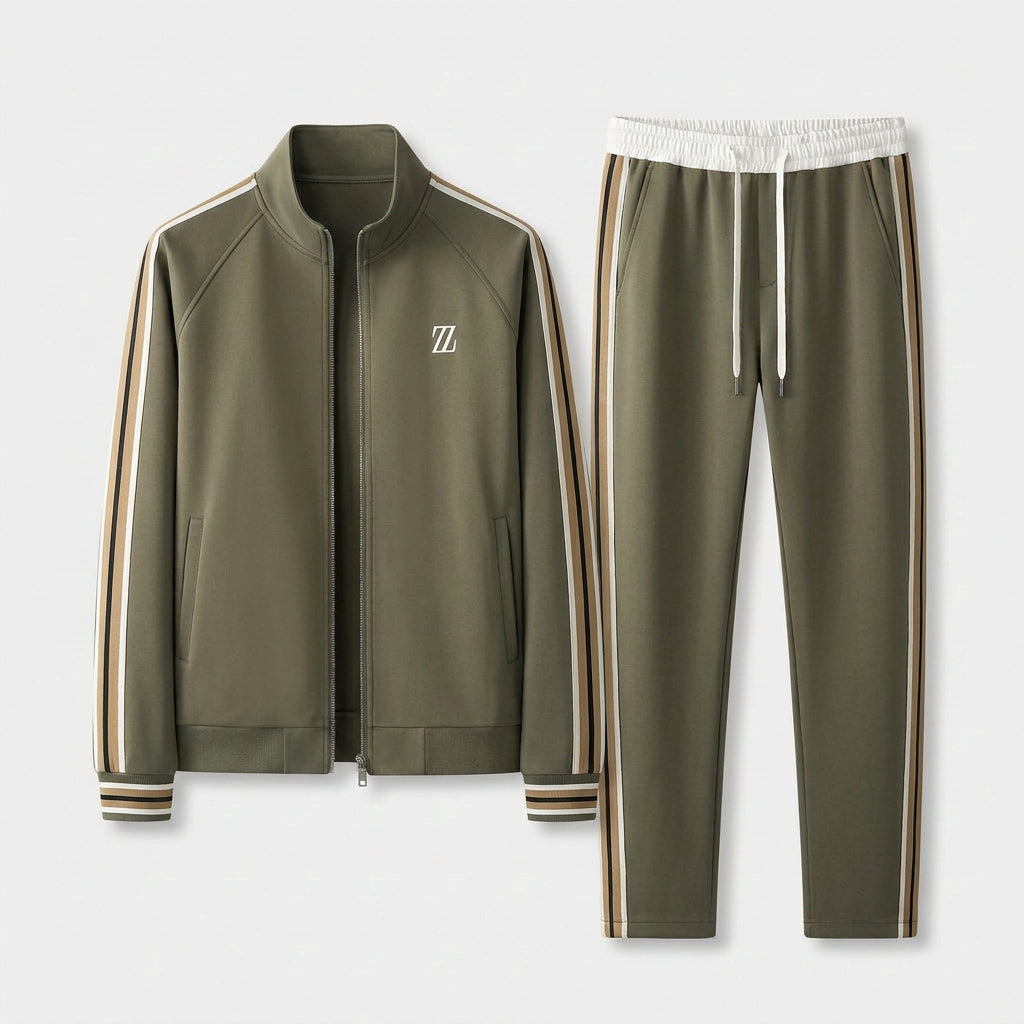 Ensemble Survêtement Veste Zippée Bandes Latérales pour Homme