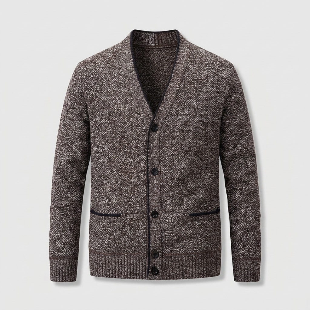 Cardigan Col V Boutonné Doublure à Carreaux pour Homme