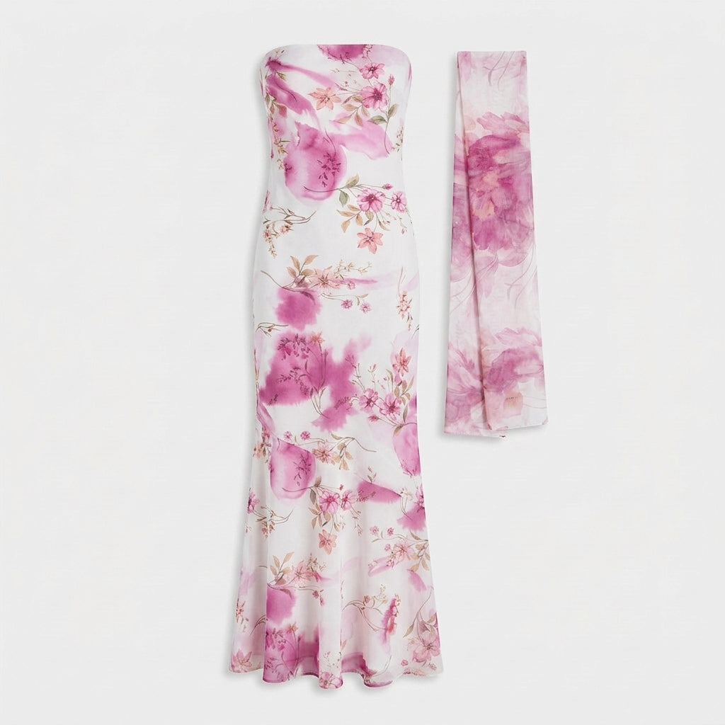 Robe Maxi Foulard Assorti Coupe Fluide pour Femme