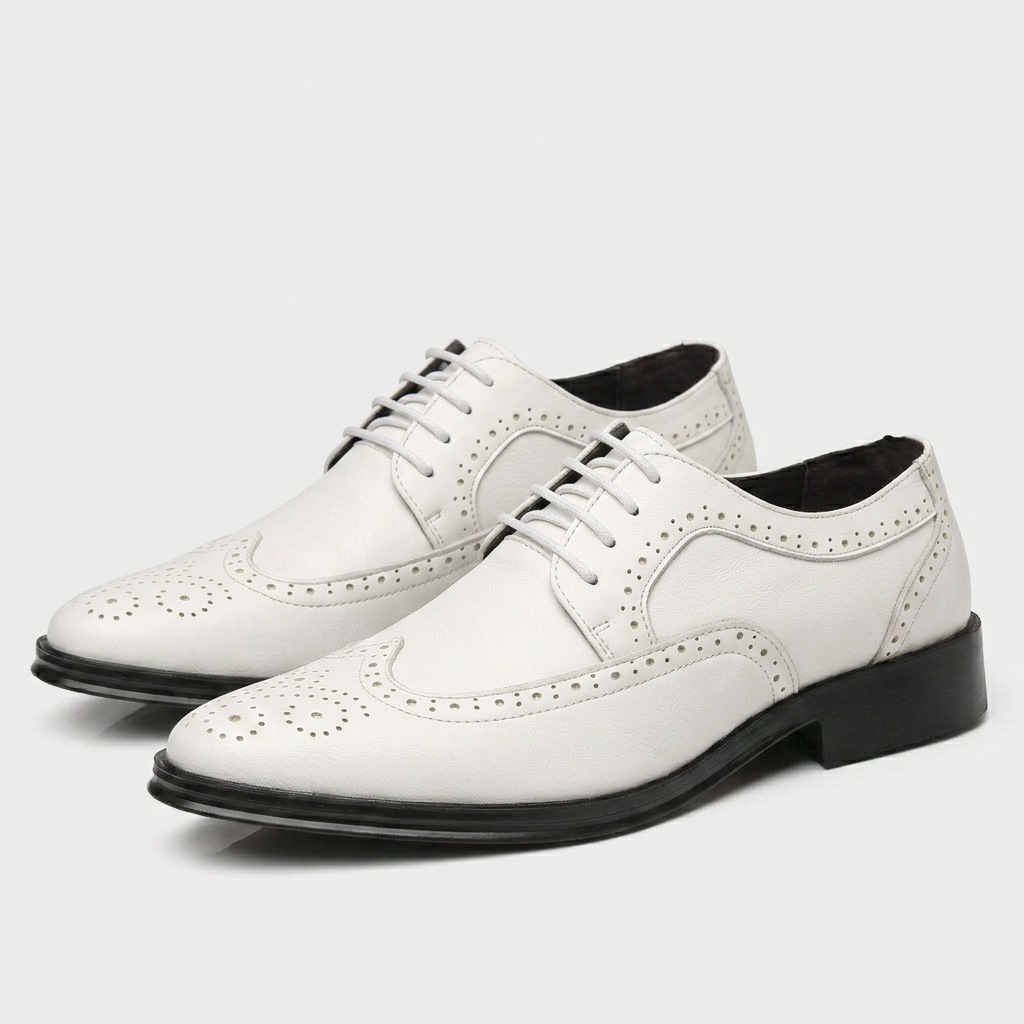 Derbies Oxford en Cuir Perforé Détails Richelieu Semelle Cousue pour Femme