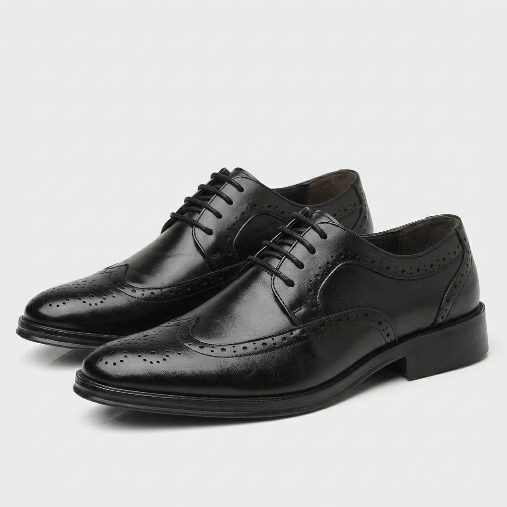 Derbies Oxford en Cuir Perforé Détails Richelieu Semelle Cousue pour Femme
