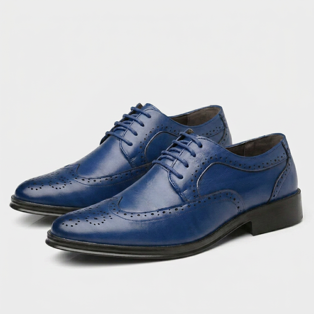 Derbies Oxford en Cuir Perforé Détails Richelieu Semelle Cousue pour Femme