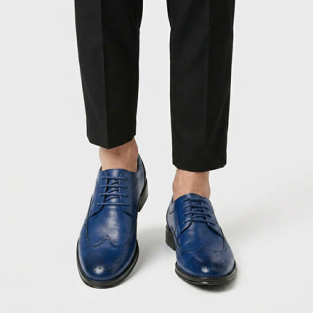 Derbies Oxford en Cuir Perforé Détails Richelieu Semelle Cousue pour Femme