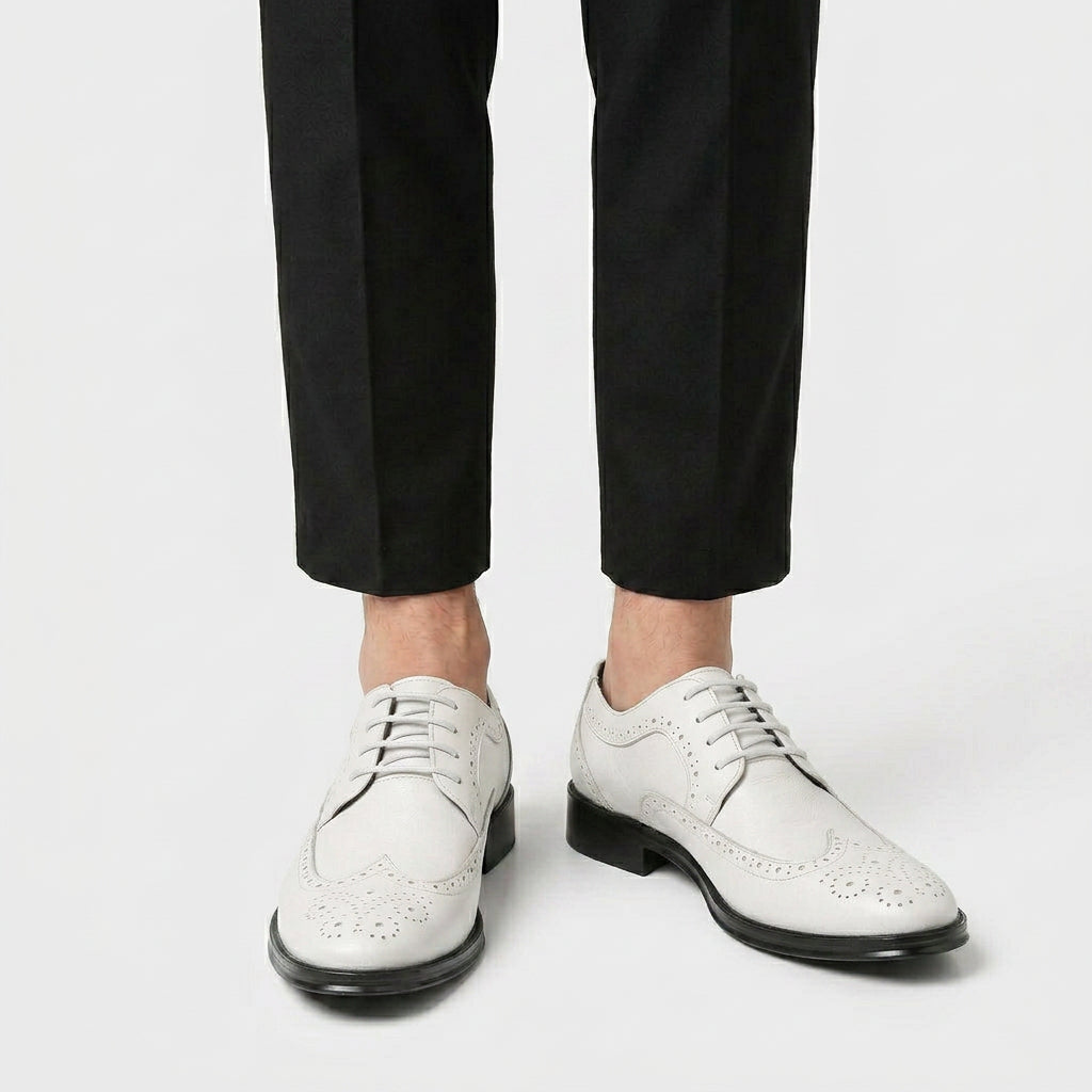 Derbies Oxford en Cuir Perforé Détails Richelieu Semelle Cousue pour Femme