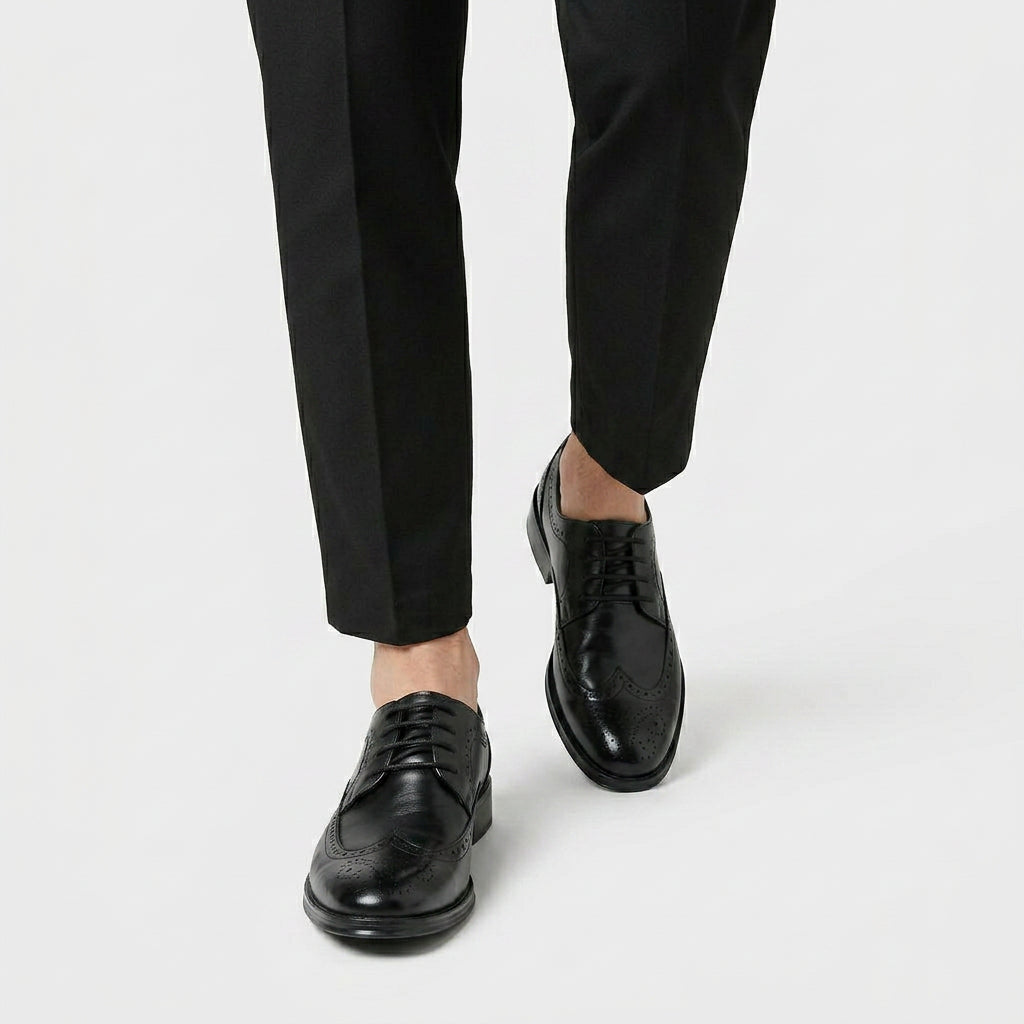 Derbies Oxford en Cuir Perforé Détails Richelieu Semelle Cousue pour Femme