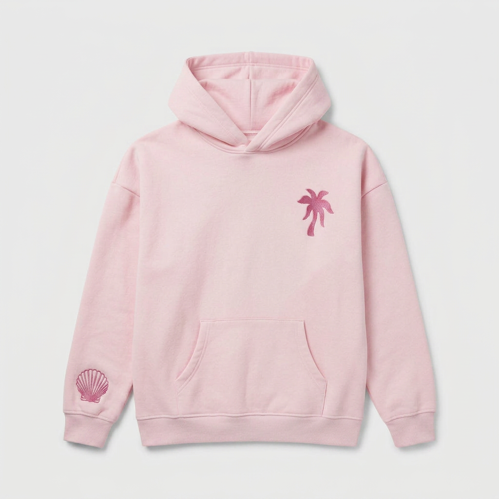 Sweat à Capuche Brodé Motif Tropical Coupe Décontractée en Coton pour Femme