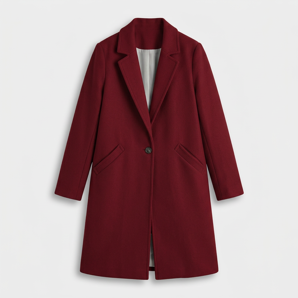 Manteau Long Boutonnage Coupe Structurée pour Femme