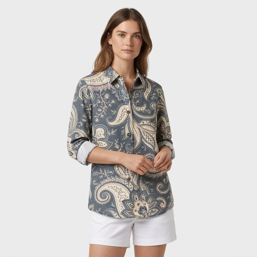 Chemise Vintage Tissu Léger Coupe Décontractée pour Femme
