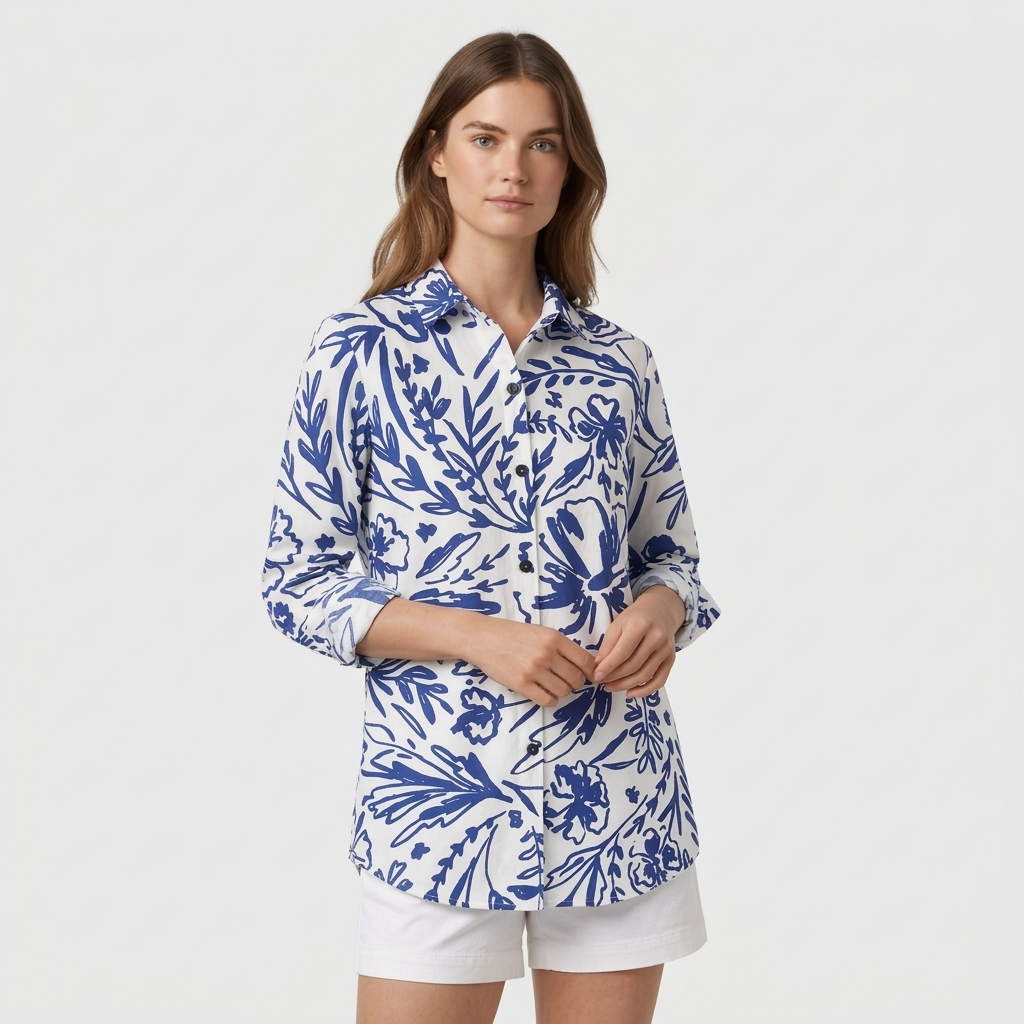 Chemise Vintage Tissu Léger Coupe Décontractée pour Femme