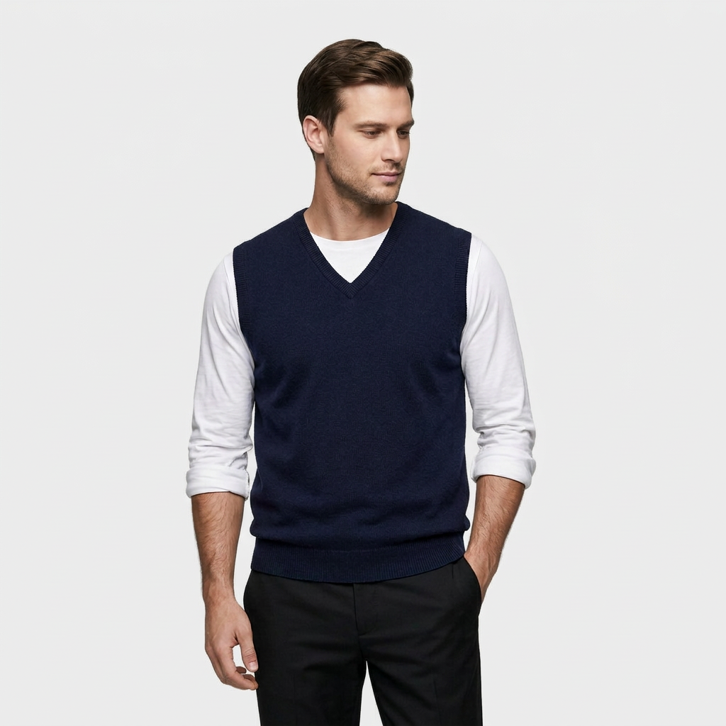 Pull Sans Manches Maille Fine pour Homme