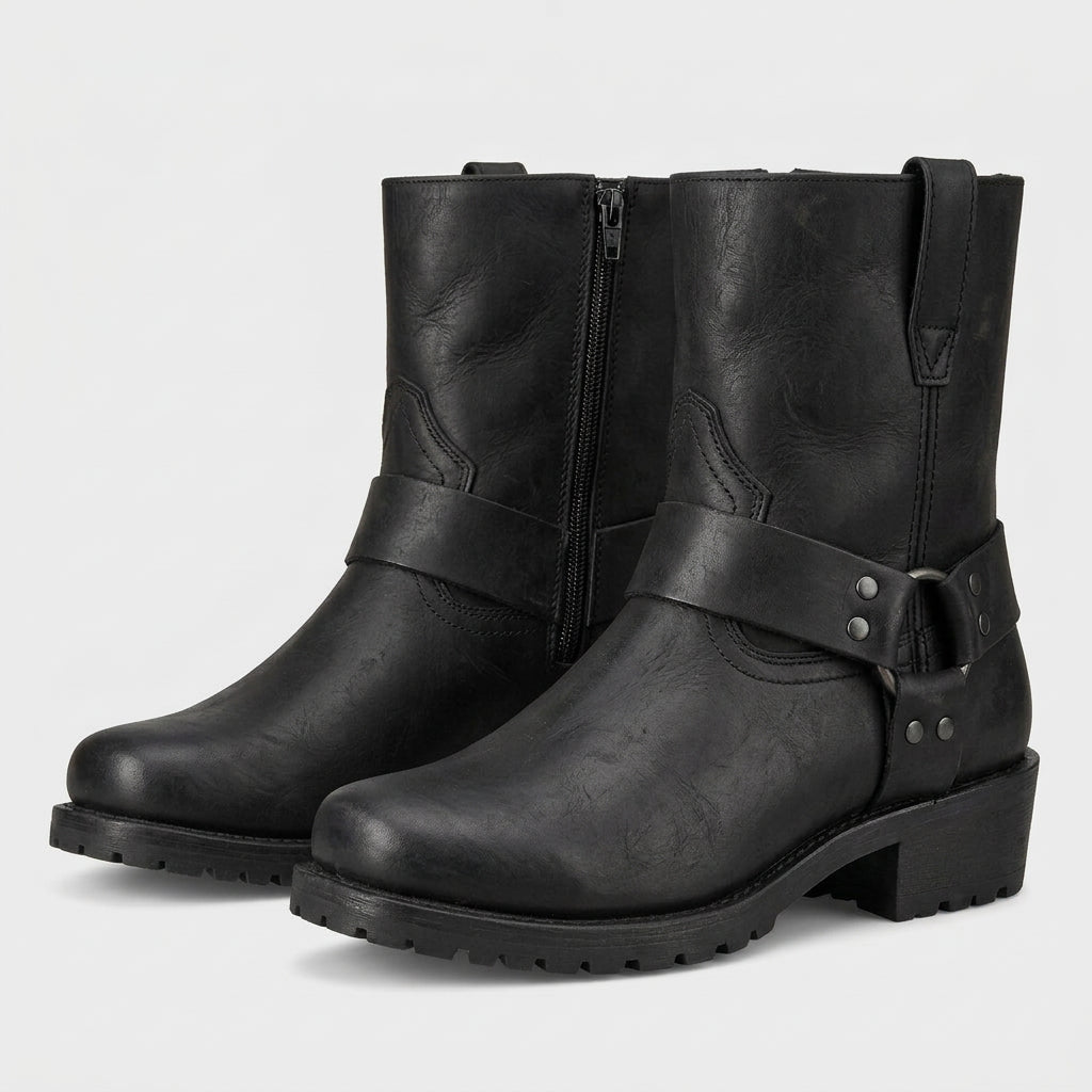 Bottines Cuir Bride Cheville Talon Bloc pour Homme