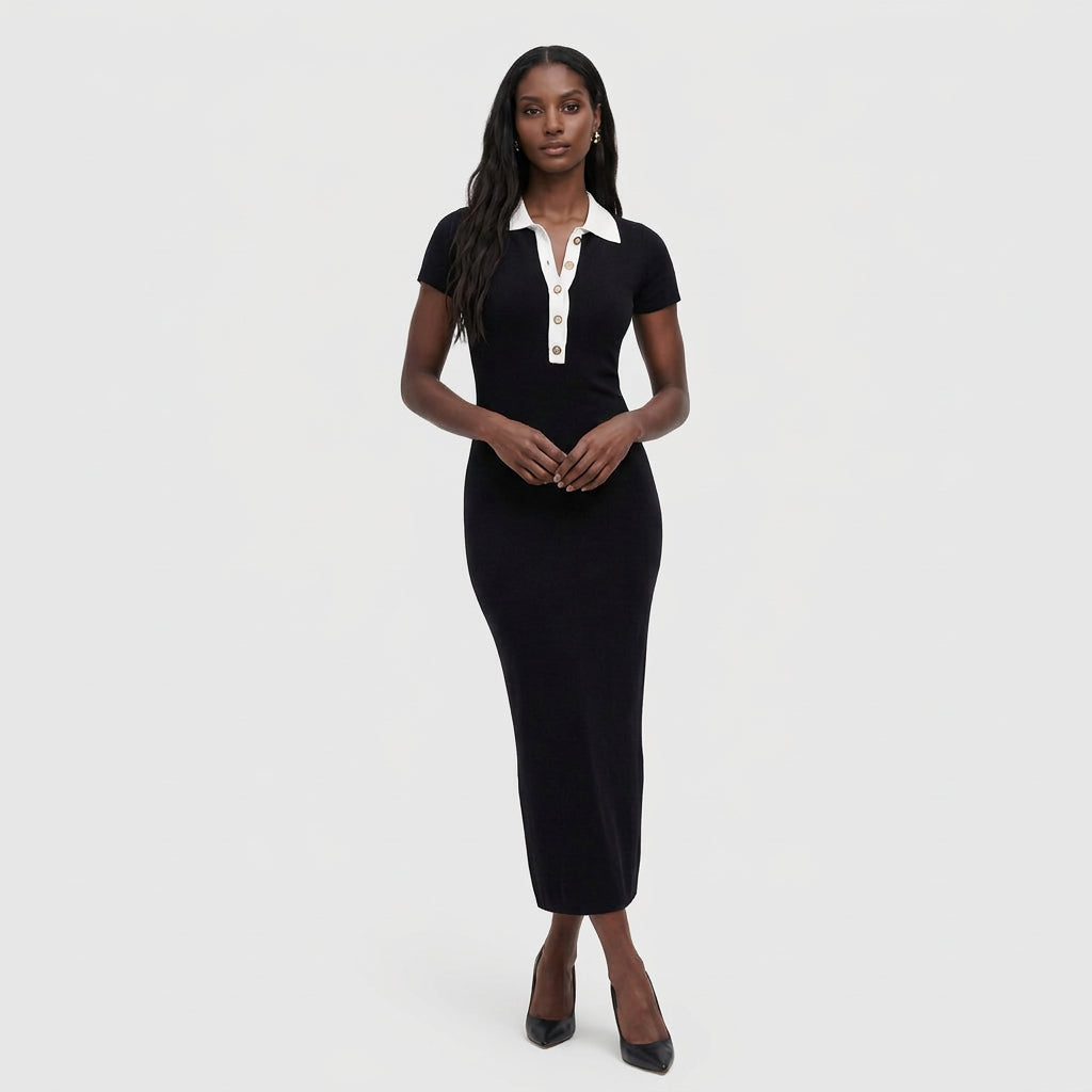 Robe Maxi Jersey Coupe Fluide Encolure Ronde pour Femme
