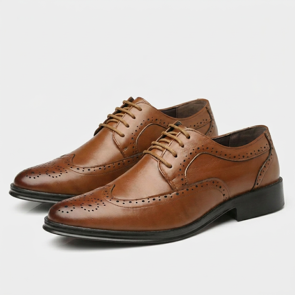 Derbies Oxford en Cuir Perforé Détails Richelieu Semelle Cousue pour Femme