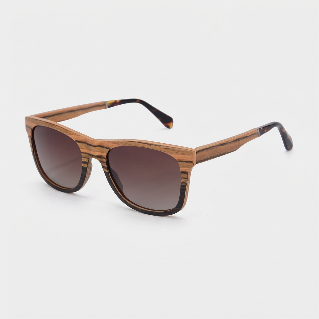 Lunettes Carrées Monture Bois Naturel pour Homme