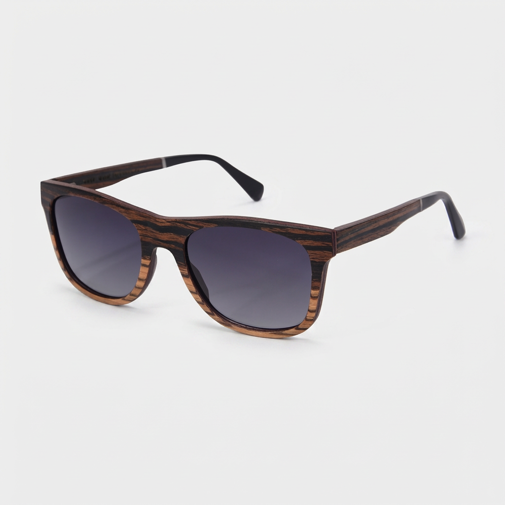 Lunettes Carrées Monture Bois Naturel pour Homme