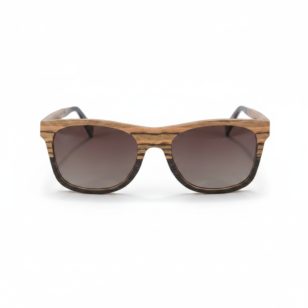 Lunettes Carrées Monture Bois Naturel pour Homme