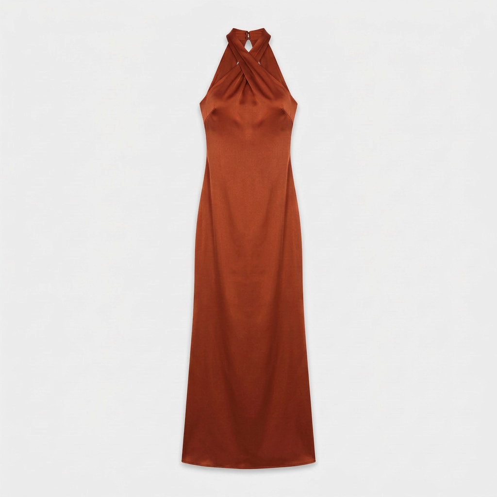 Robe Maxi Dos Nu Coupe Sirène Col Licou pour Femme