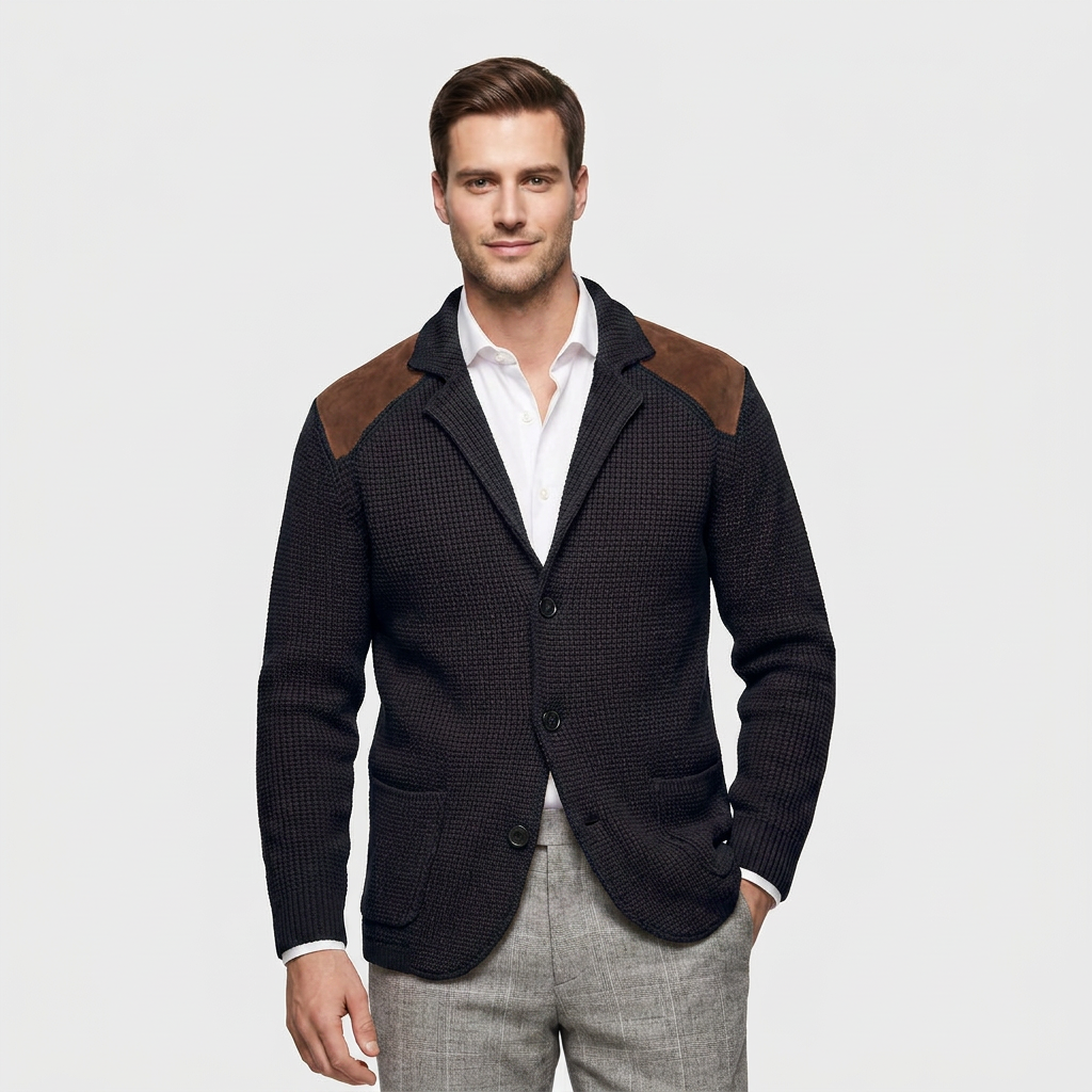 Men's Structured Knit Blazer Cardigan