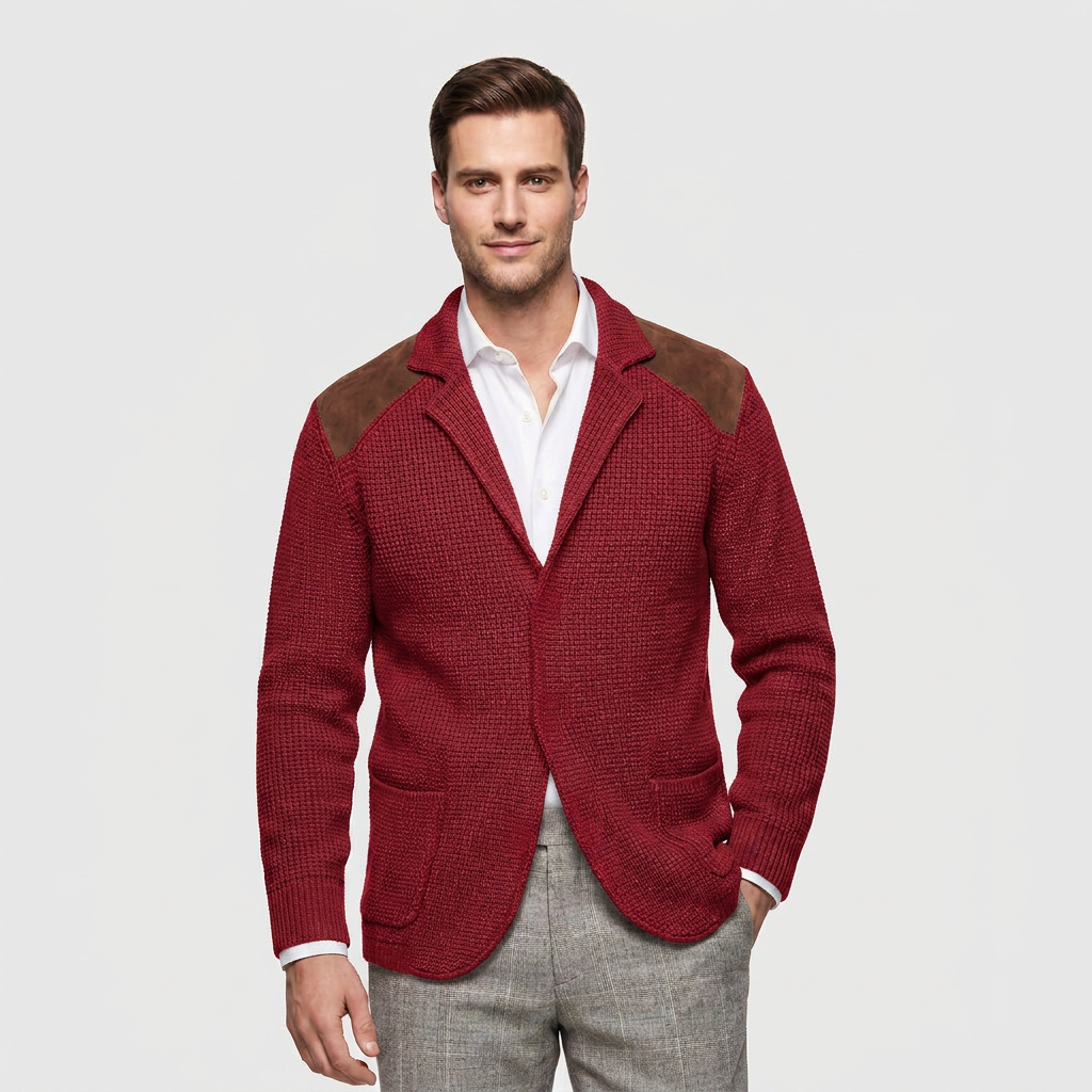 Men's Structured Knit Blazer Cardigan