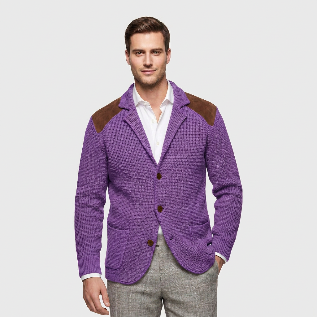 Men's Structured Knit Blazer Cardigan