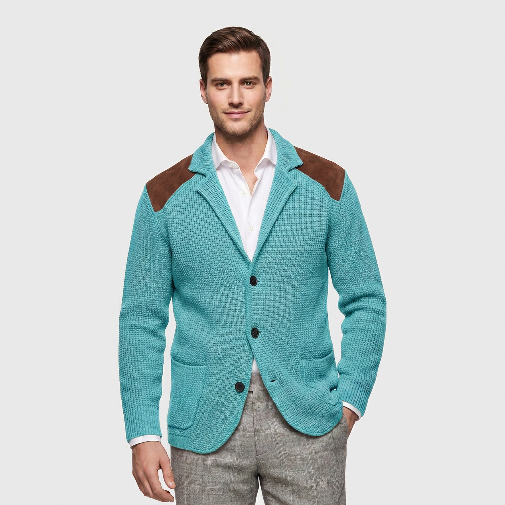 Men's Structured Knit Blazer Cardigan