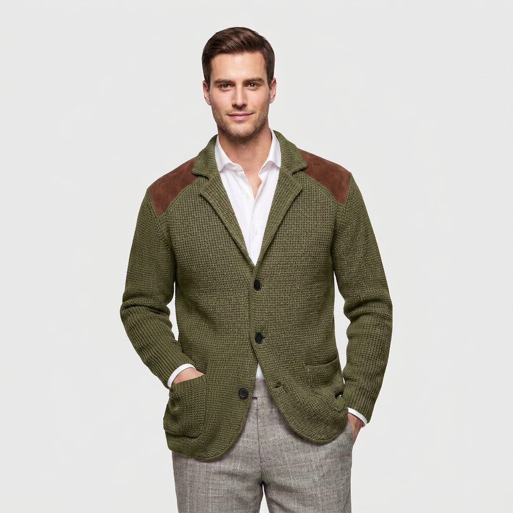 Men's Structured Knit Blazer Cardigan