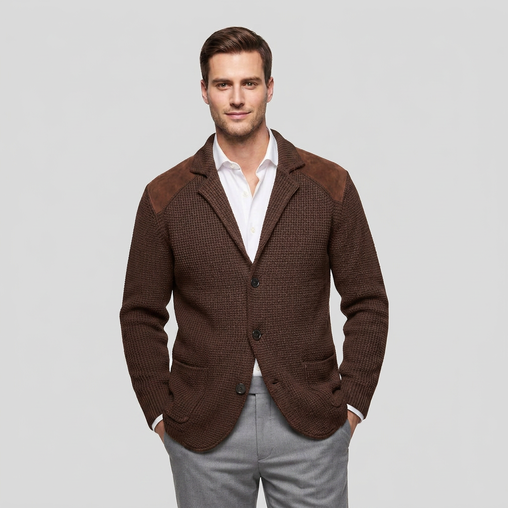 Men's Structured Knit Blazer Cardigan