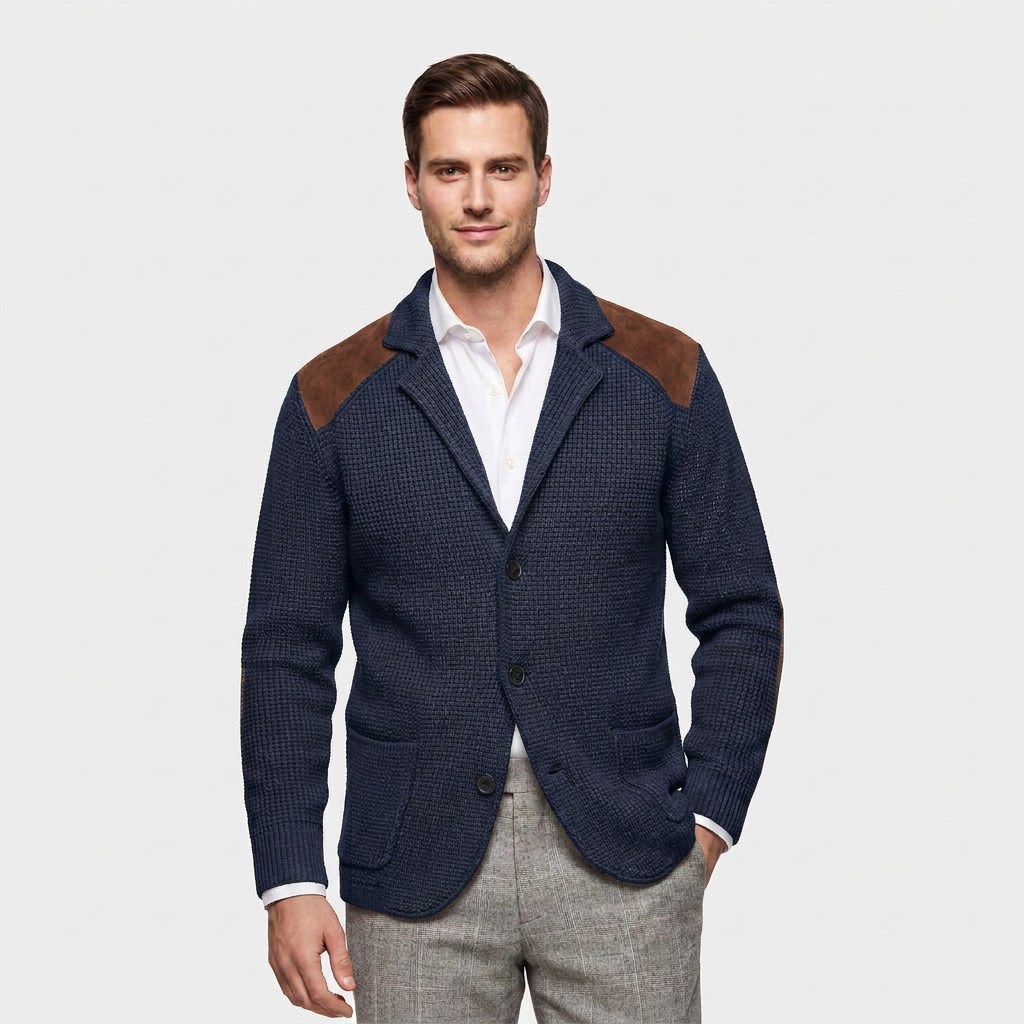 Men's Structured Knit Blazer Cardigan