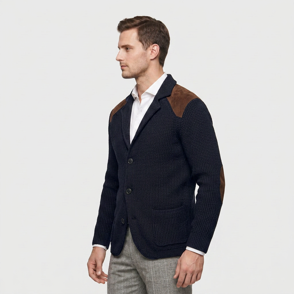 Men's Structured Knit Blazer Cardigan