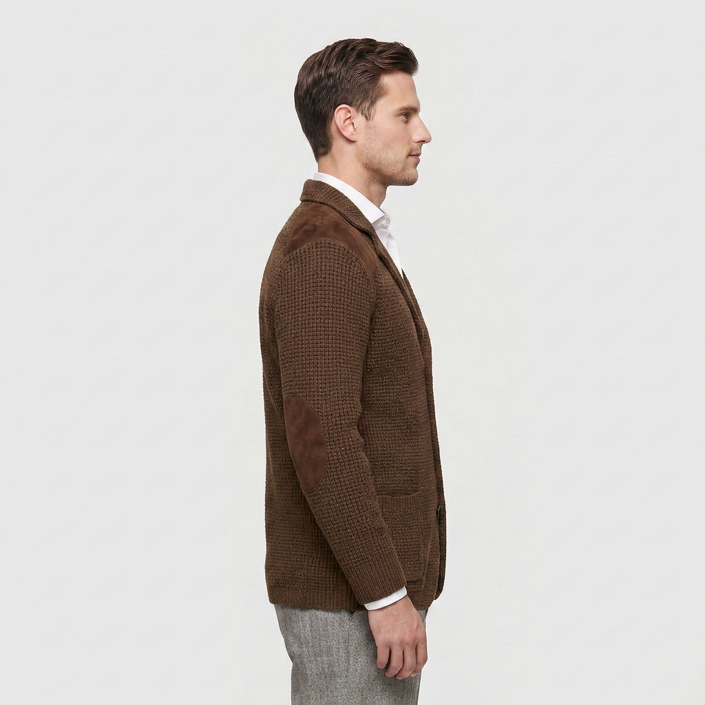 Men's Structured Knit Blazer Cardigan