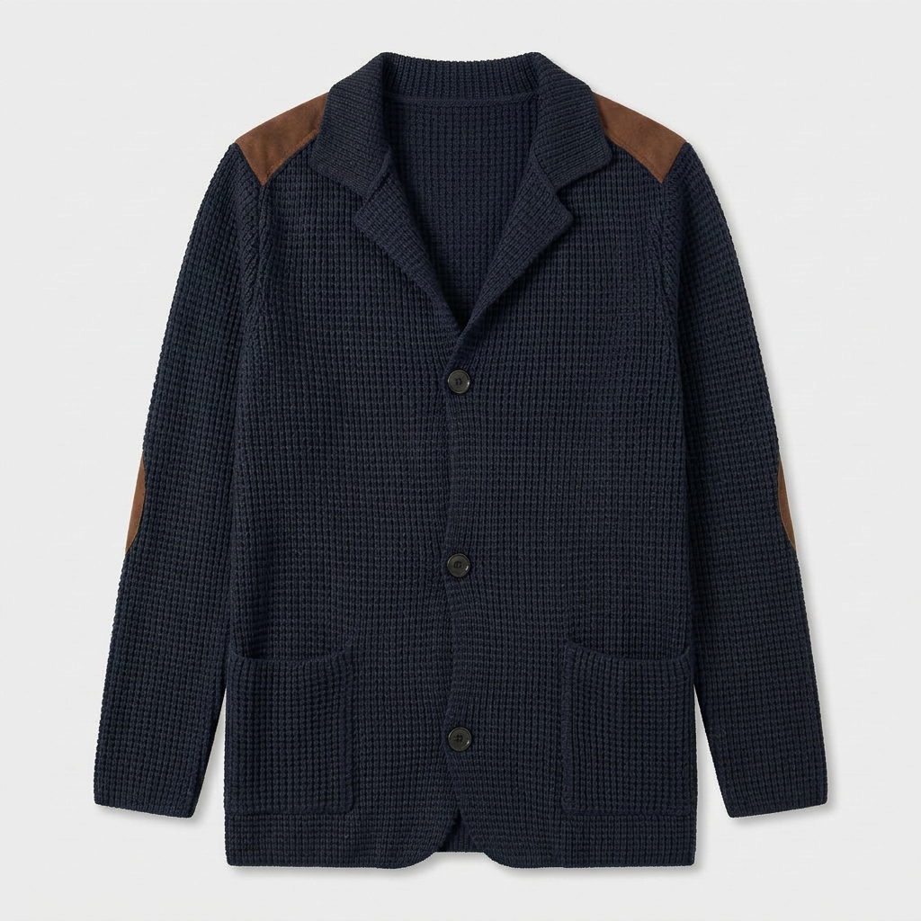 Men's Structured Knit Blazer Cardigan