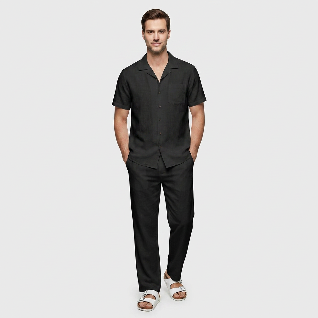 Ensemble Plage Lin Coupe Fluide Pour Homme