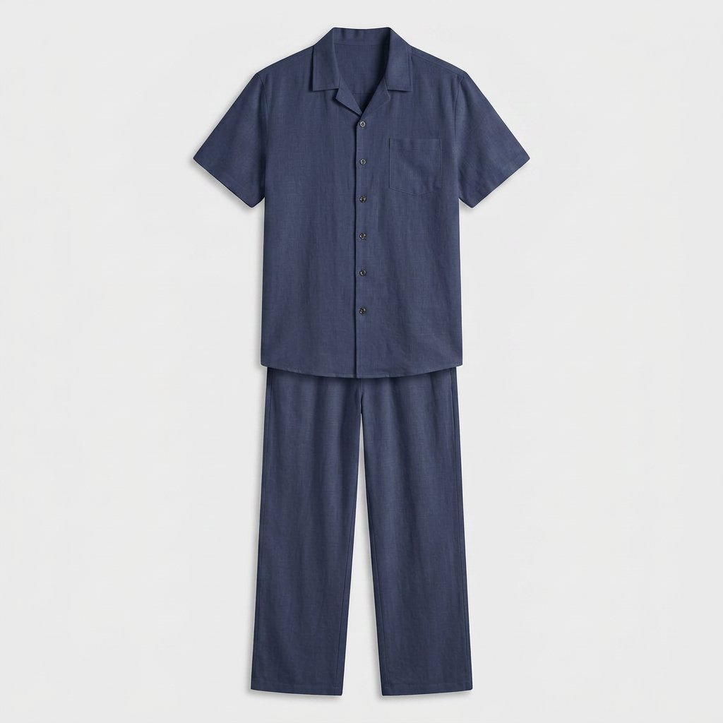 Ensemble Plage Lin Coupe Fluide Pour Homme