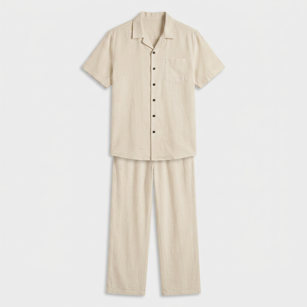 Ensemble Plage Lin Coupe Fluide Pour Homme