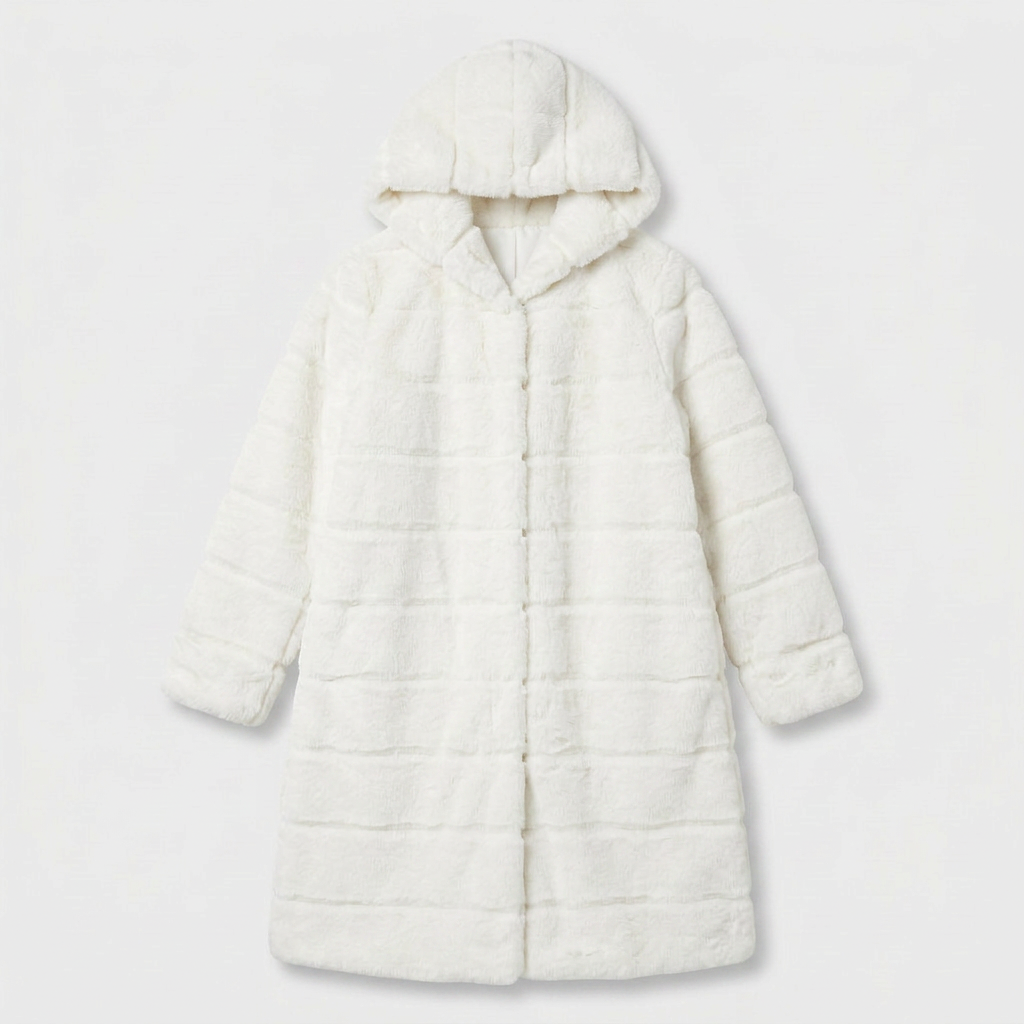 Manteau Fausse Fourrure Boutonné Coupe Élégante pour Femme