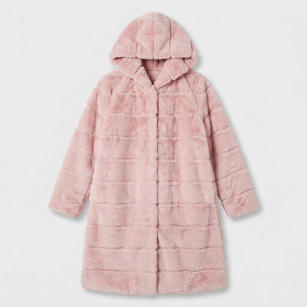 Manteau Fausse Fourrure Boutonné Coupe Élégante pour Femme