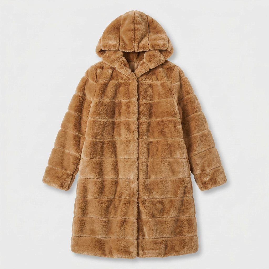 Manteau Fausse Fourrure Boutonné Coupe Élégante pour Femme
