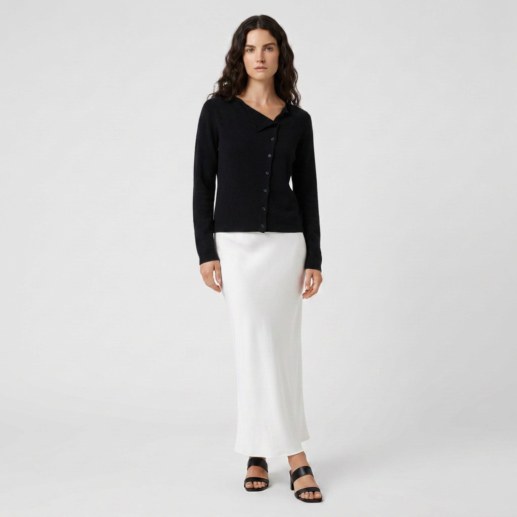 Pull Col V Boutonné Maille Fine pour Femme