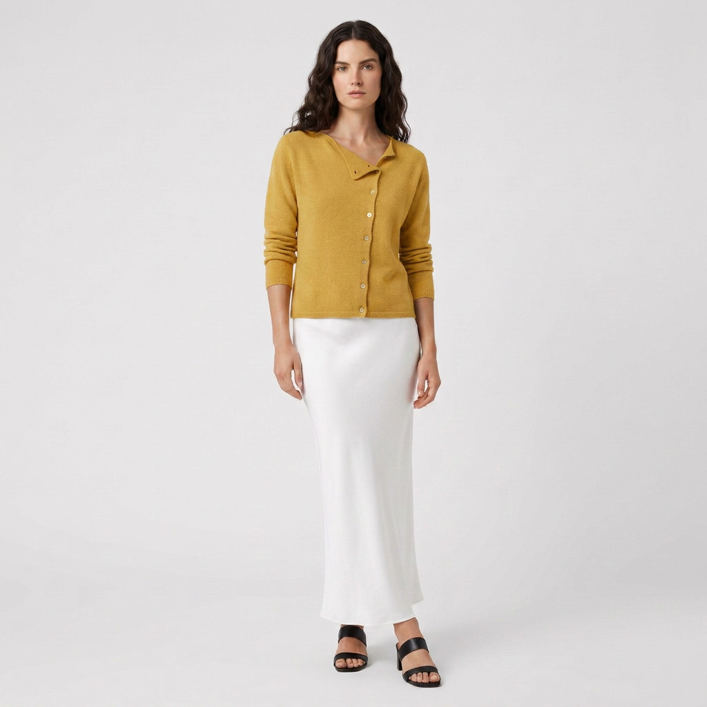 Pull Col V Boutonné Maille Fine pour Femme