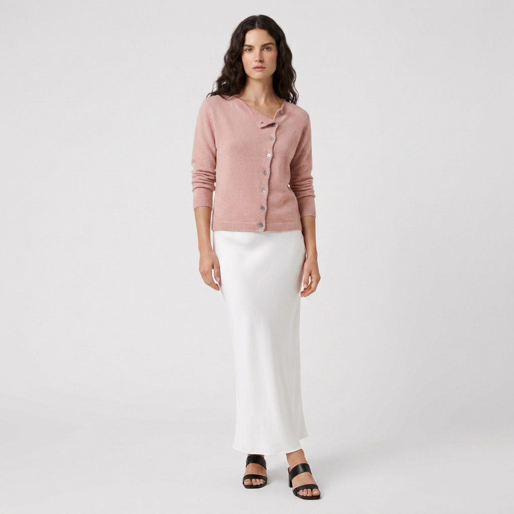 Pull Col V Boutonné Maille Fine pour Femme