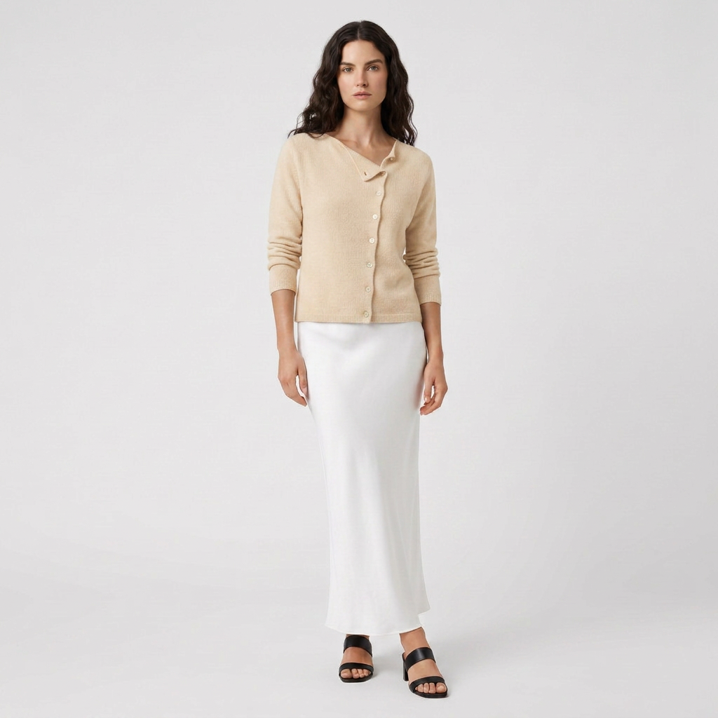 Pull Col V Boutonné Maille Fine pour Femme